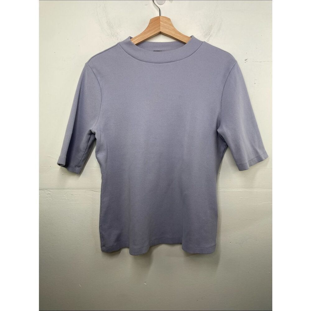 Maeve x Anthropologie Short Sleeve Ribbed Mock Neck Tee Purple Sz Large